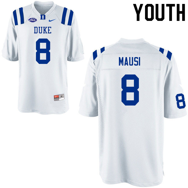 Youth #8 Dorian Mausi Duke Blue Devils College Football Jerseys Sale-White - Click Image to Close